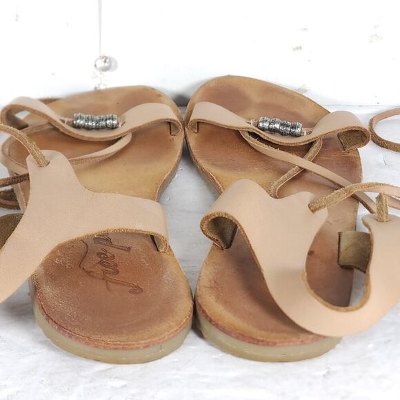 FREE PEOPLE Women’s Bryn Mar U40 EU9,5 Brown Leather Ankle Wrap Flat Sandals - Picture 13 of 14